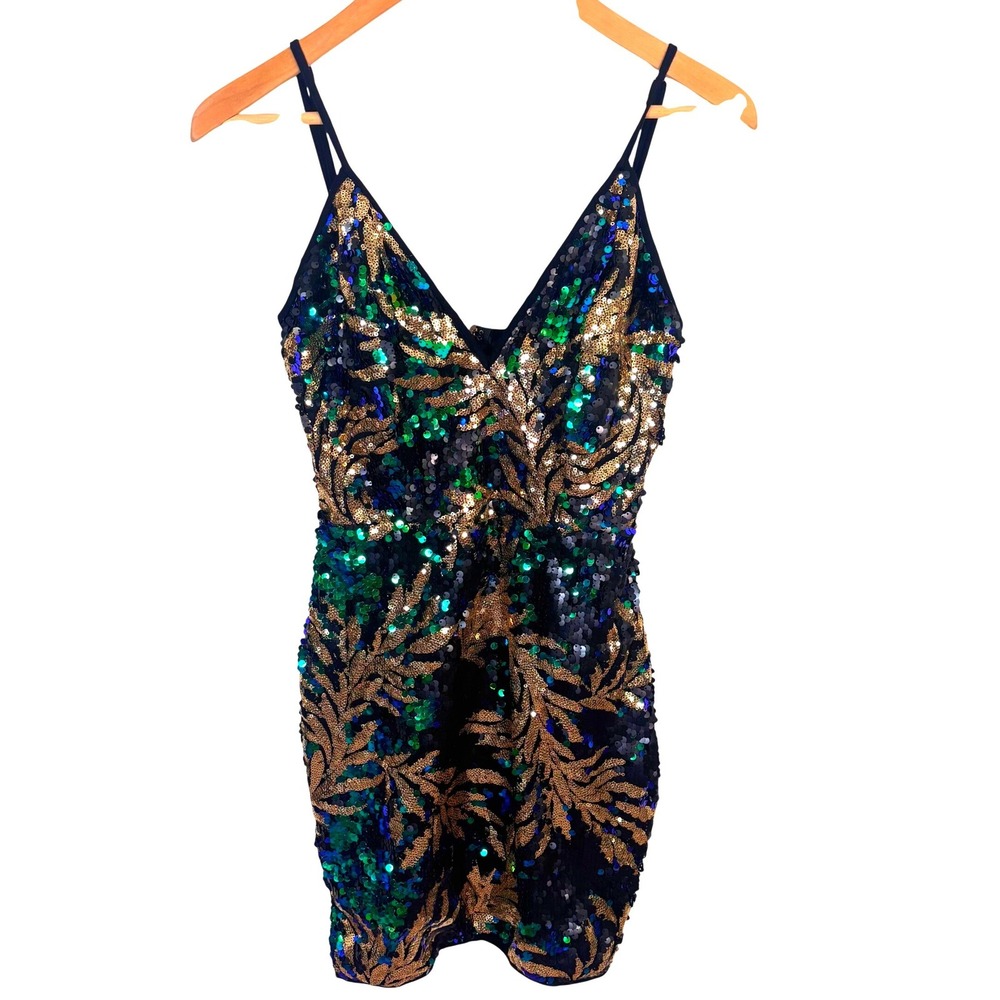 Fashion Nova Womens Dress Sz S Party Sequin Mini Cocktail